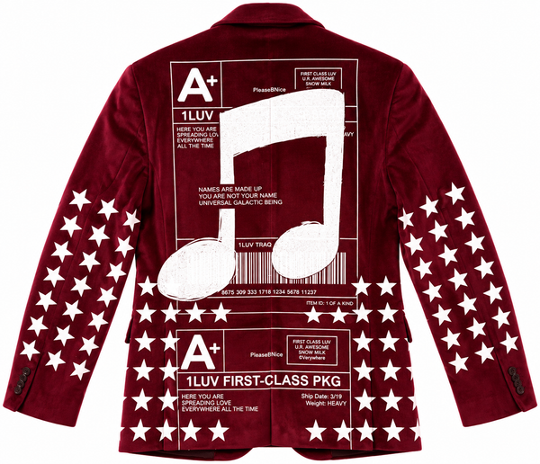 The Positive Shipping Label Music Star Red Velvet Blazer (Available In All Sizes)