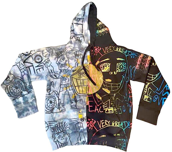 Just Kidding Split Color Tie Dye Hoodie (Size S)