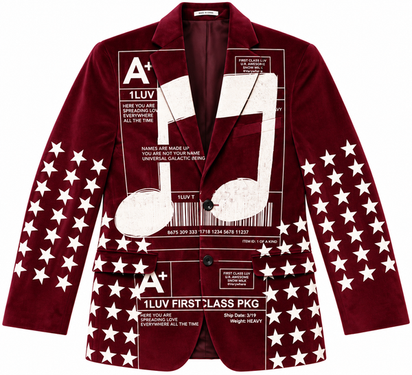 The Positive Shipping Label Music Star Red Velvet Blazer (Available In All Sizes)