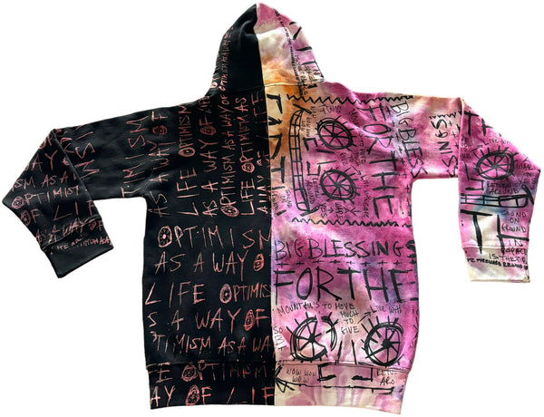 Optimism As A Way Of Life X Earth Blessings Split Color Tie Dye Hoodie (Size M)
