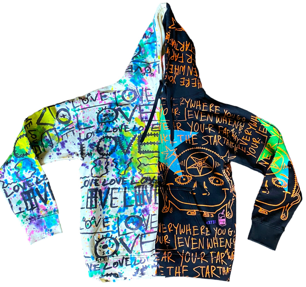 Love Love Love X Star That You Are Split Color Tie Dye Hoodie (Size L)