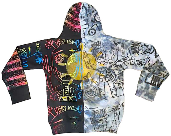 Just Kidding Split Color Tie Dye Hoodie (Size S)