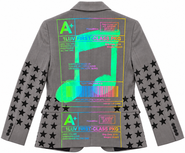 The Positive Shipping Label Music Star Grey Blazer (Available In All Sizes)