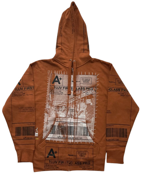 Positive Shipping Label Zip Up Hoodie (Size Medium)