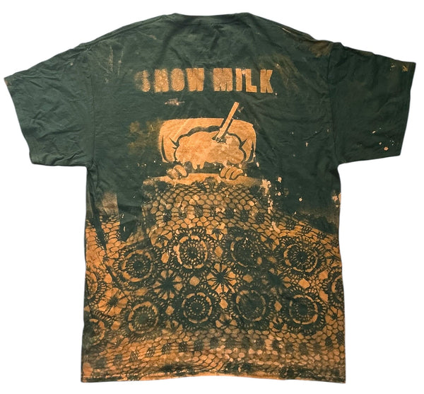Snow Milk Doily Bed Stencil Bleach Tee (Size Large)