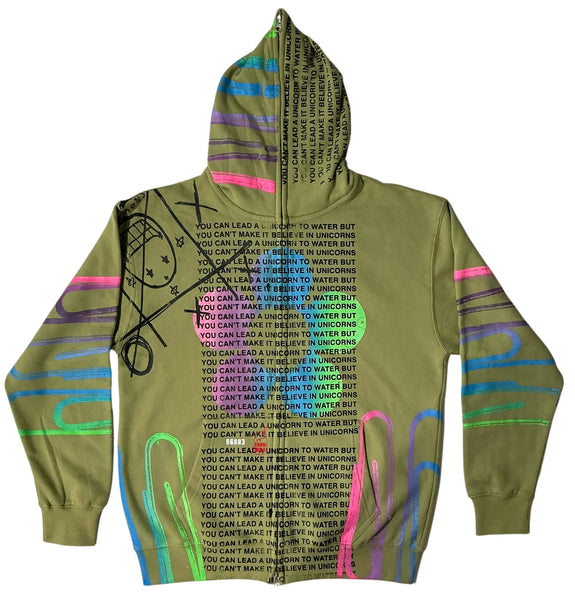 Unicorns To Water Zip Up Hoodie (Size Large)