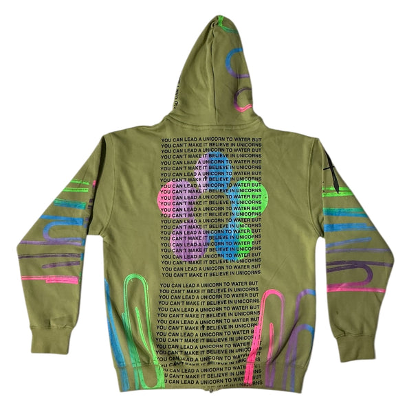 Unicorns To Water Zip Up Hoodie (Size Large)
