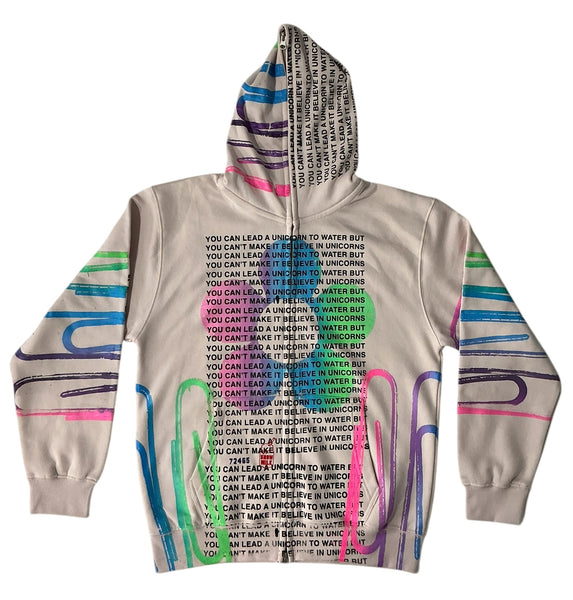 Unicorns To Water Zip Up Hoodie (Size Medium)
