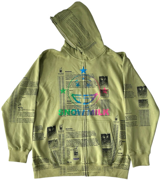 Snow Milk Kindness Zip-Up Hoodie (Size 2XL)