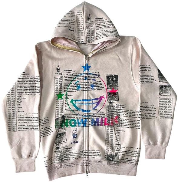 Snow Milk Kindness Zip-Up Hoodie (Size Small)