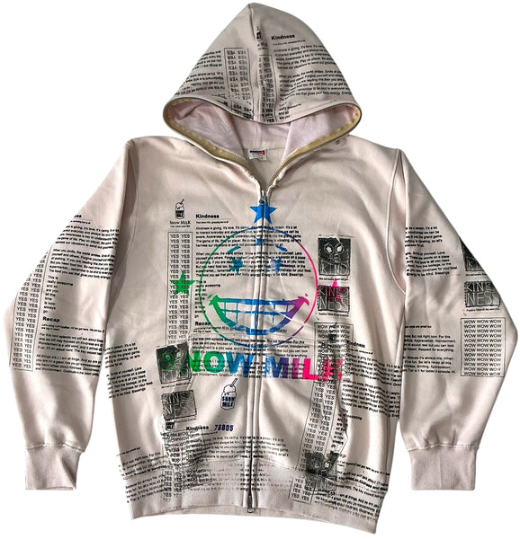 Snow Milk Kindness Zip-Up Hoodie (Size Small)