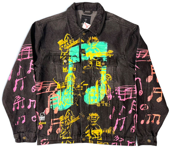 Music Notes Denim Jacket (Size Large)