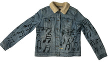 Load image into Gallery viewer, Music Notes Sherpa Lined Jean Jacket (Size Women's Large)
