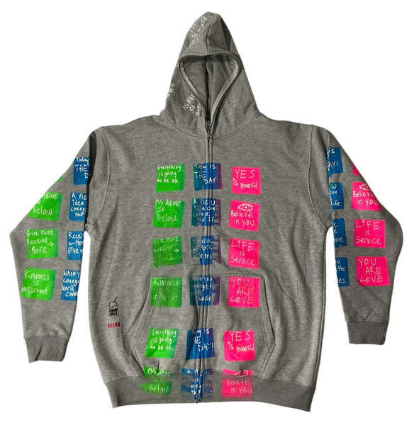 Sticky Notes Zip Up Hoodie (Size 2XL)