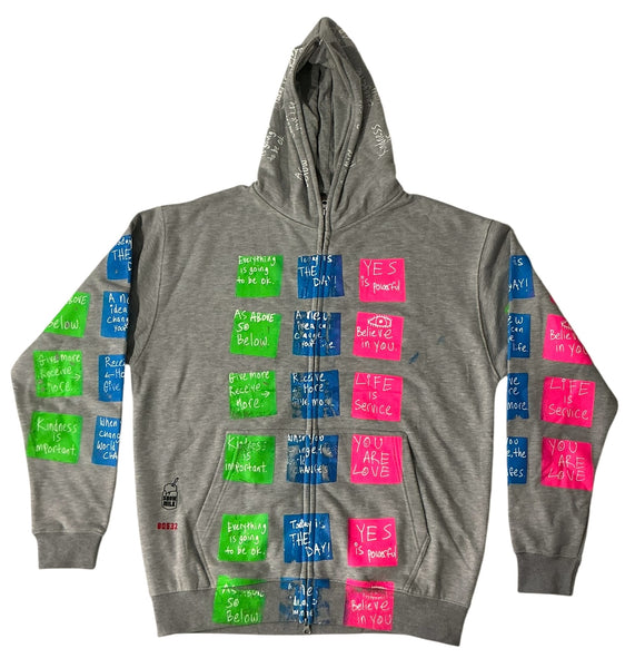 Sticky Notes Zip Up Hoodie (Size XL)