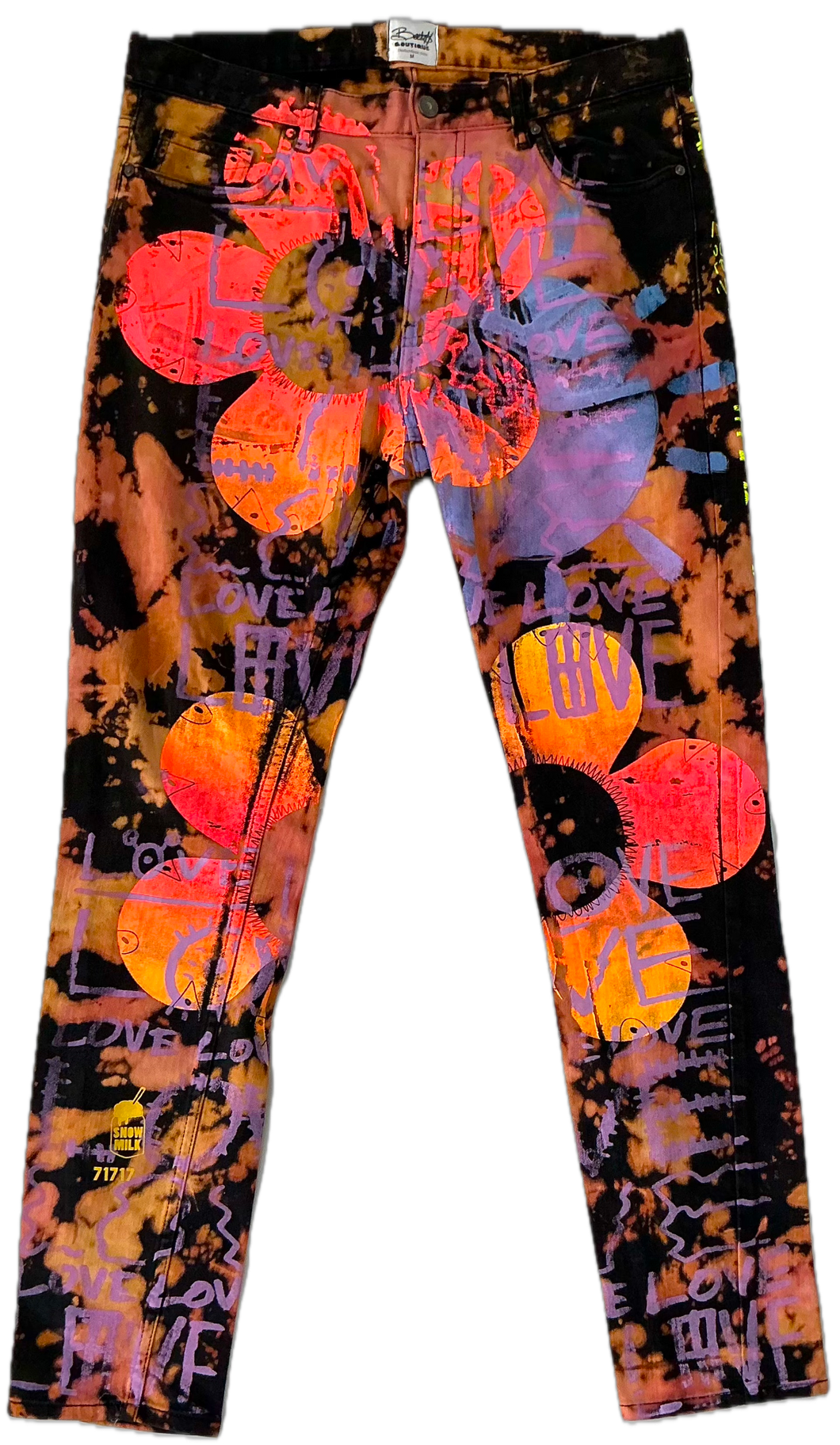 Love Love Love Bleached Denim Pants (Size Medium)