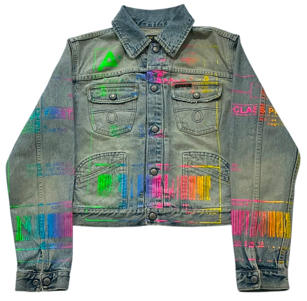 Positive Shipping Label Jean Jacket (Size Medium)