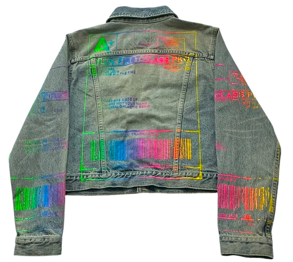 Positive Shipping Label Jean Jacket (Size Medium)