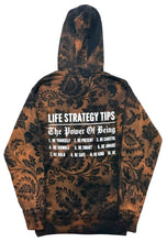 Load image into Gallery viewer, Life Strategy Tips Doily Bleach Hoodie (Size Small)
