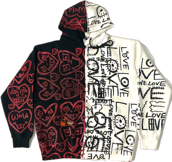Love Love Love Split Color Hoodie (Size XLarge)