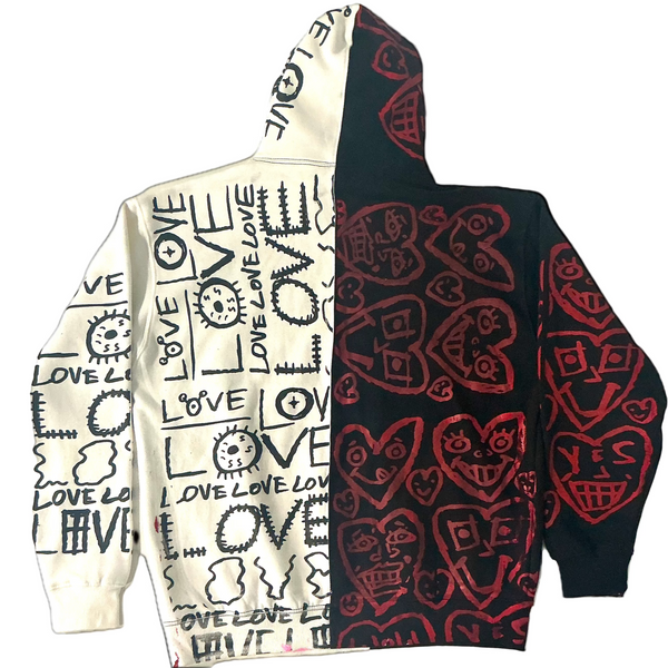 Love Love Love Split Color Hoodie (Size XLarge)