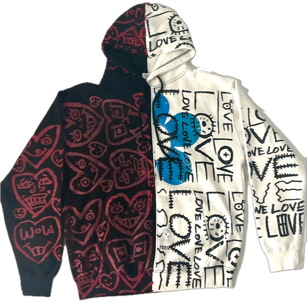 Love Love Love Split Color Hoodie (Size Large)