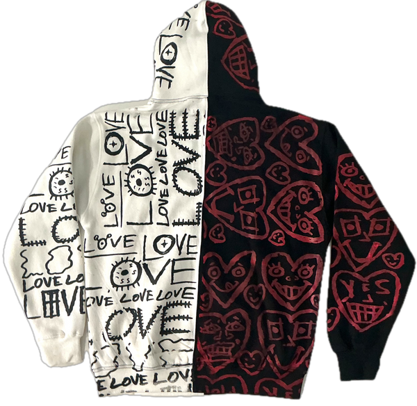 Love Love Love Split Color Hoodie (Size Large)