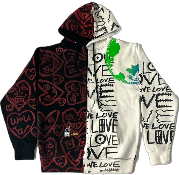 Love Love Love Split Color Hoodie (Size Medium)