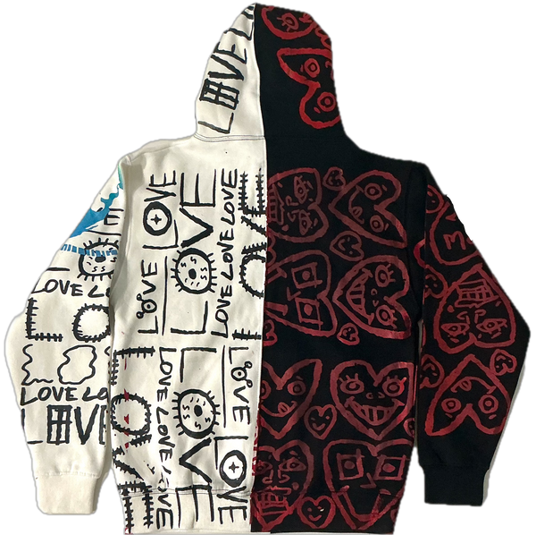 Love Love Love Split Color Hoodie (Size Medium)