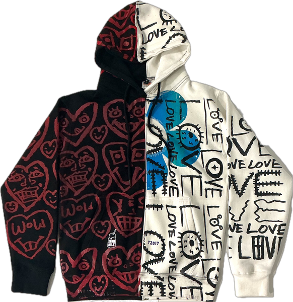 Love Love Love Split Color Hoodie (Size Small)