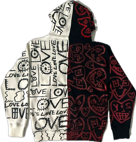 Love Love Love Split Color Hoodie (Size Small)