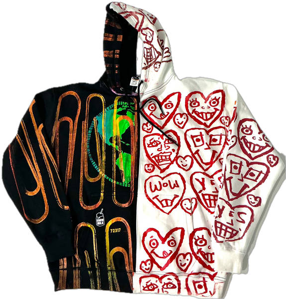 Love Love Love Split Color Hoodie (Size XLarge)