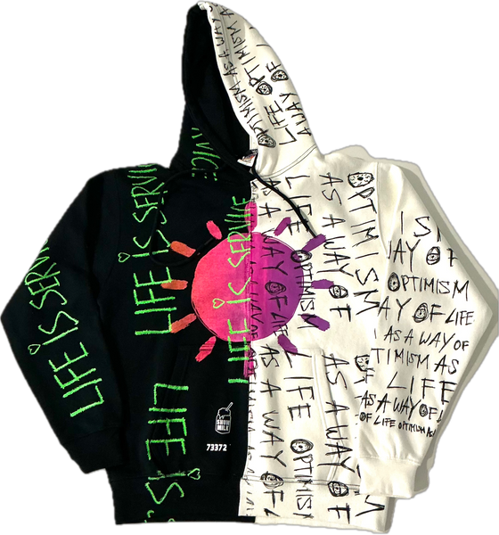 Life Is Service Split Color Hoodie (Size Medium)