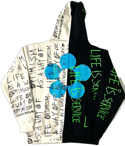 Life Is Service Split Color Hoodie (Size Medium)