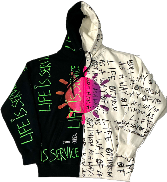 Life Is Service Split Color Hoodie (Size Large)