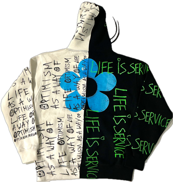 Life Is Service Split Color Hoodie (Size Large)