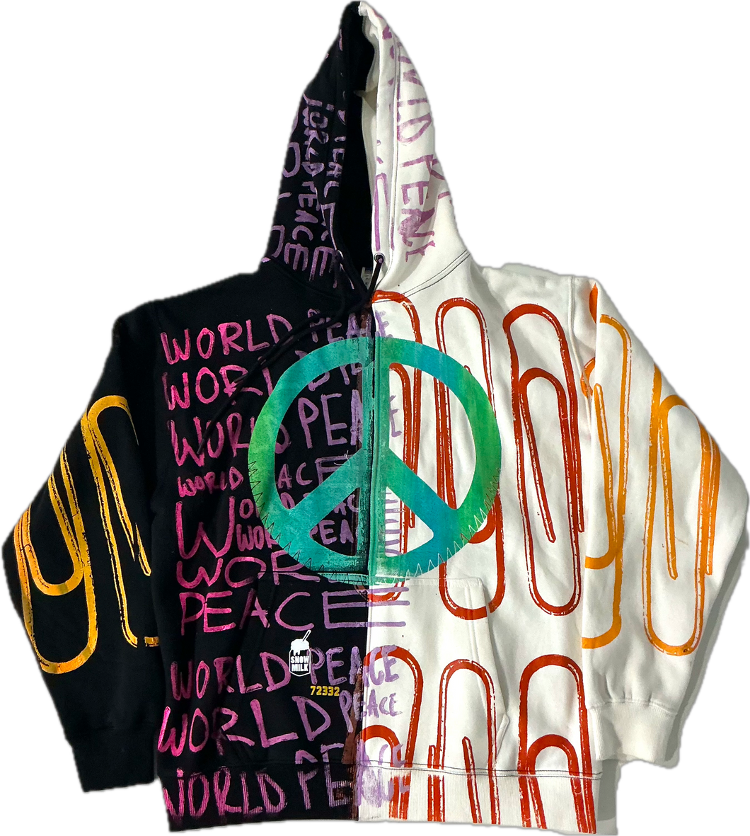 World Peace Split Color Hoodie (Size Large)