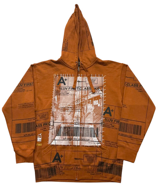 Positive Shipping Label Zip Up Hoodie (Size Large)