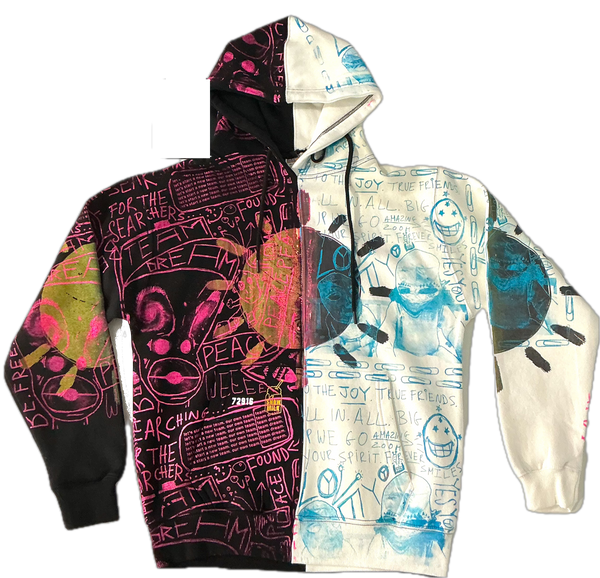 Lucha Paper Clips Split Color Hoodie  (Size Medium)