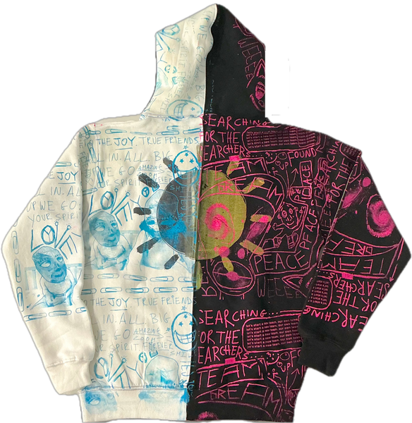 Lucha Paper Clips Split Color Hoodie  (Size Medium)