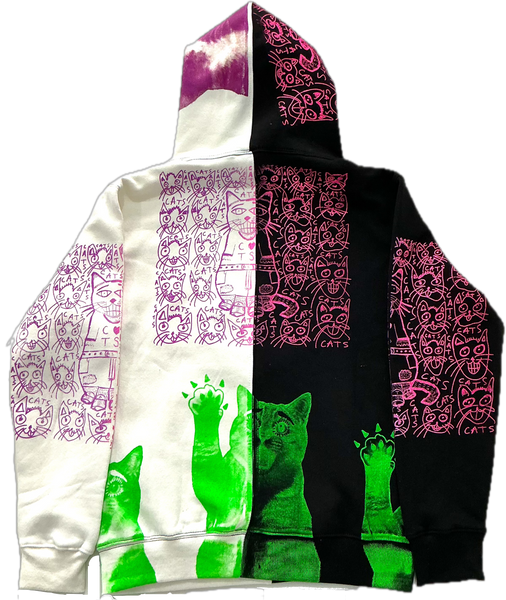 Cats and Dogs Split Color Hoodie (Size Small)