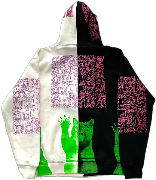 Cats and Dogs Split Color Hoodie (Size Large)