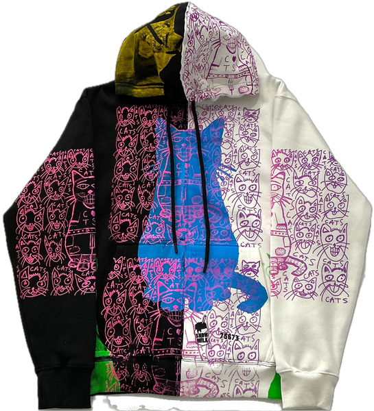 Cats and Dogs Split Color Hoodie (Size Small)