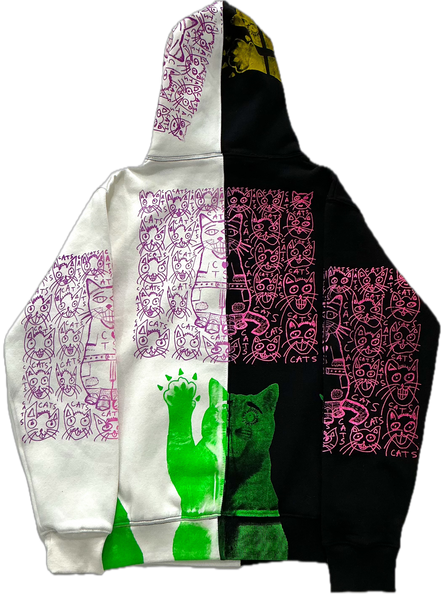 Cats and Dogs Split Color Hoodie (Size Small)