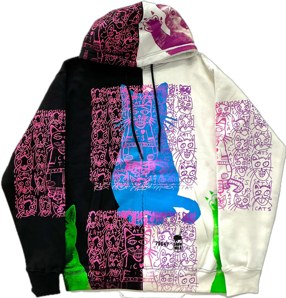 Cats and Dogs Split Color Hoodie (Size Medium)