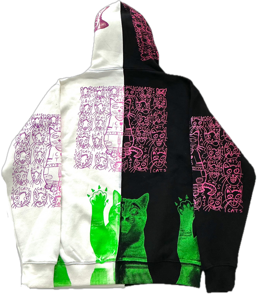 Cats and Dogs Split Color Hoodie (Size Medium)