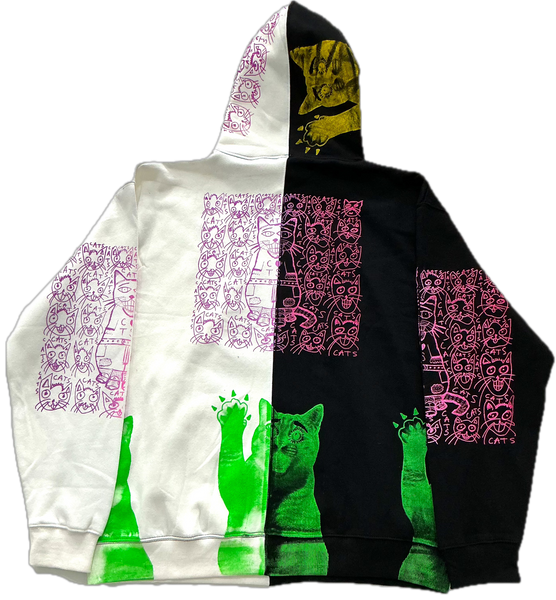 Cats and Dogs Split Color Hoodie (Size 2XL)