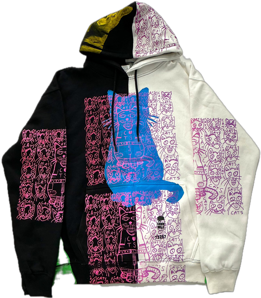 Cats and Dogs Split Color Hoodie (Size XL)