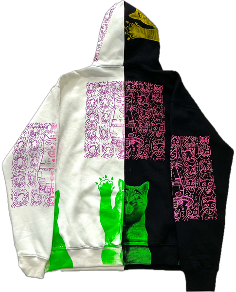 Cats and Dogs Split Color Hoodie (Size XL)