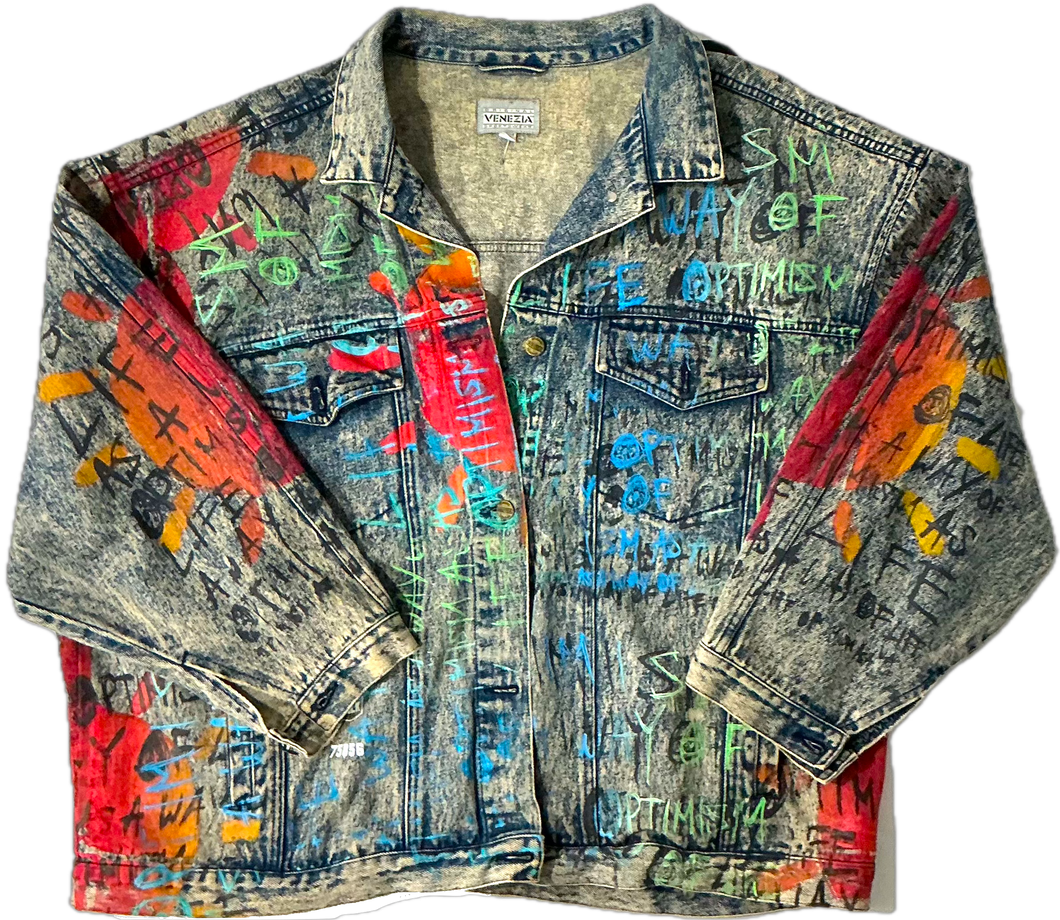 Optimism as a Way of Life Vintage Jean Jacket (Size 22/24)